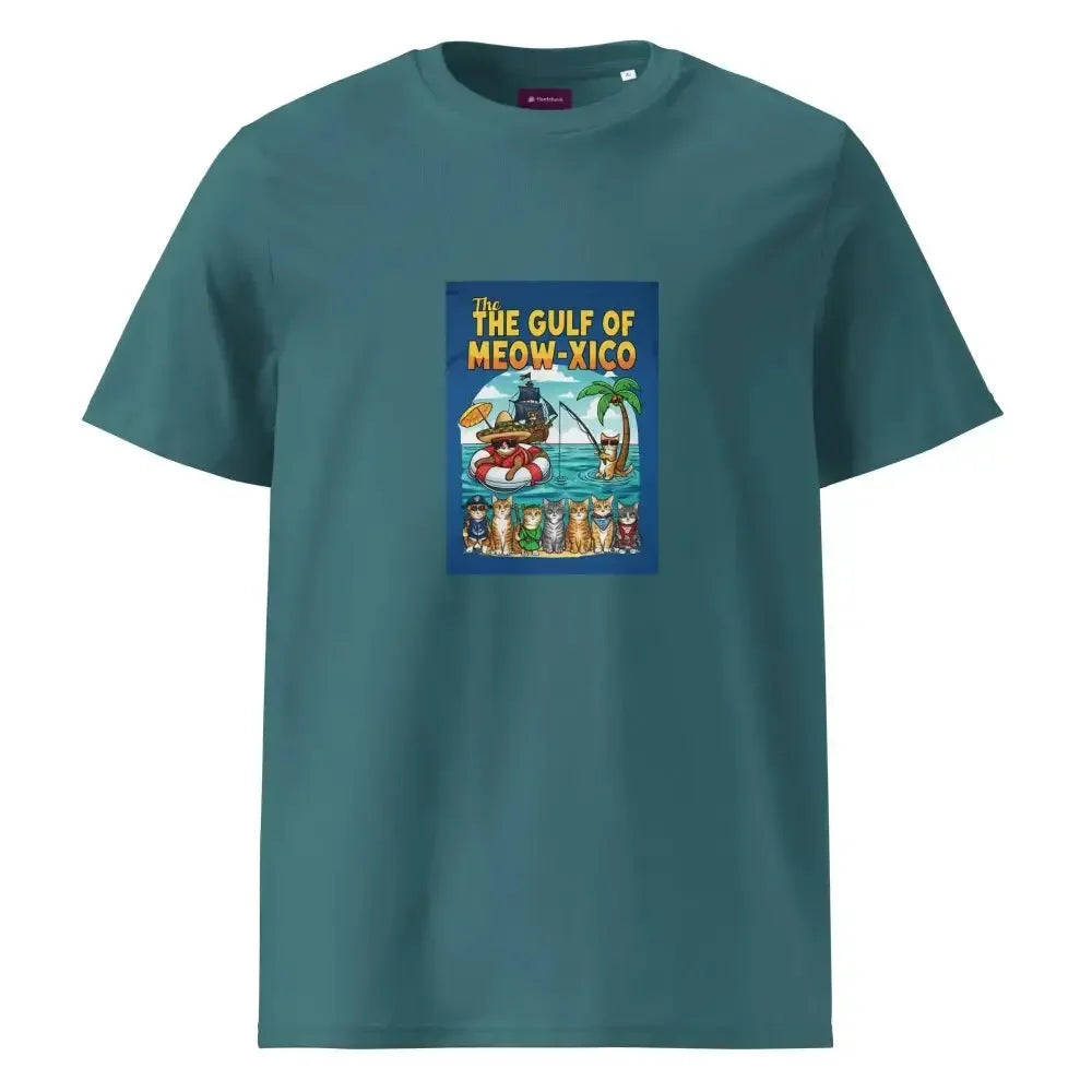 Gulf of Meow-Xico Organic Ribbed Neck T-Shirt, Perfect Cat Lovers T-Shirt - FloofChonk