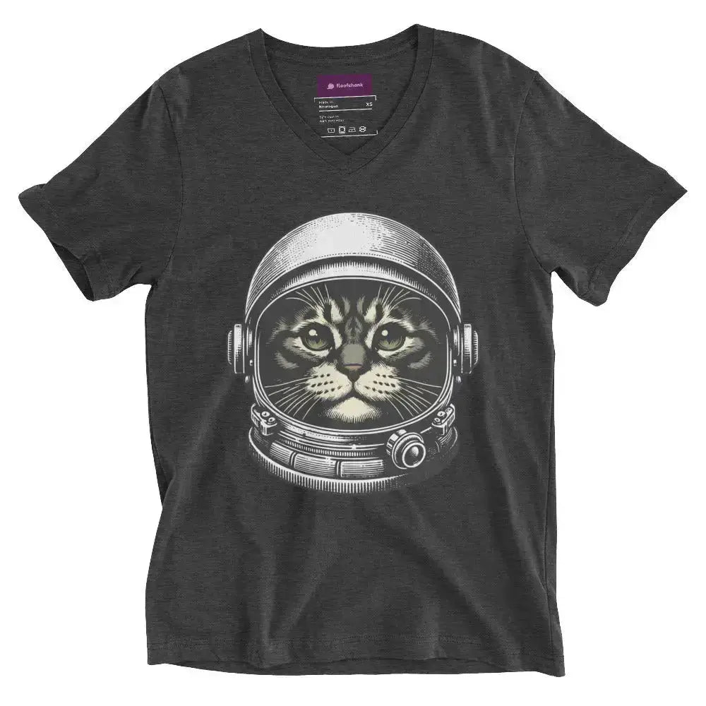 Space Cat Unisex Short Sleeve V-Neck T-Shirt - FloofChonk