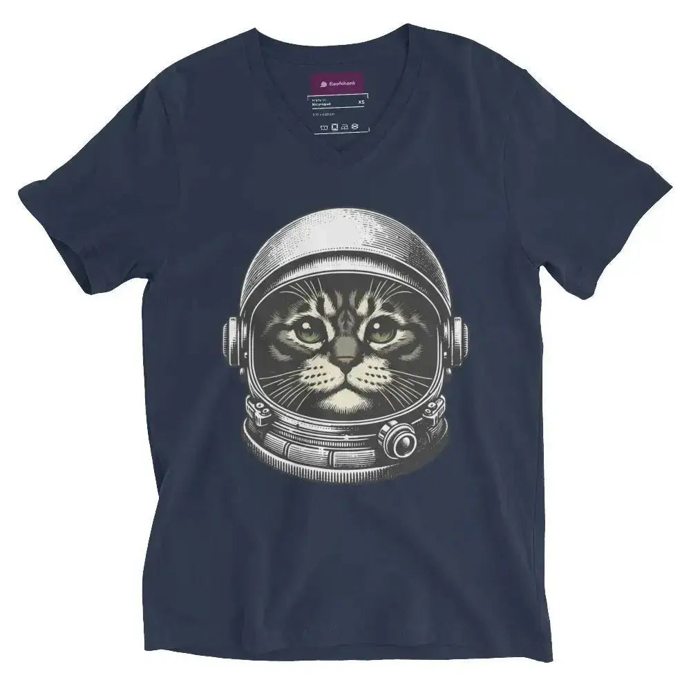 Space Cat Unisex Short Sleeve V-Neck T-Shirt - FloofChonk