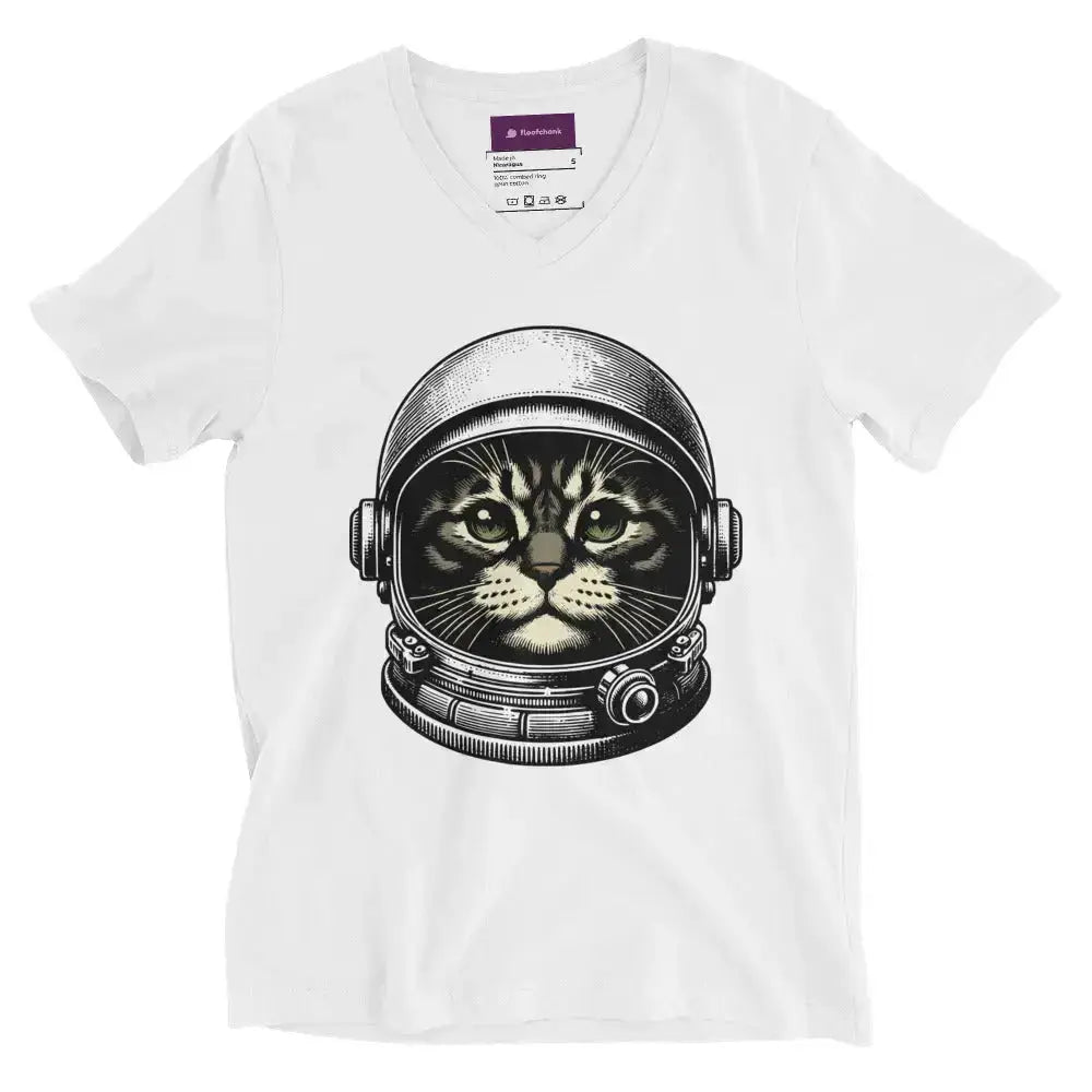Space Cat Unisex Short Sleeve V-Neck T-Shirt - FloofChonk