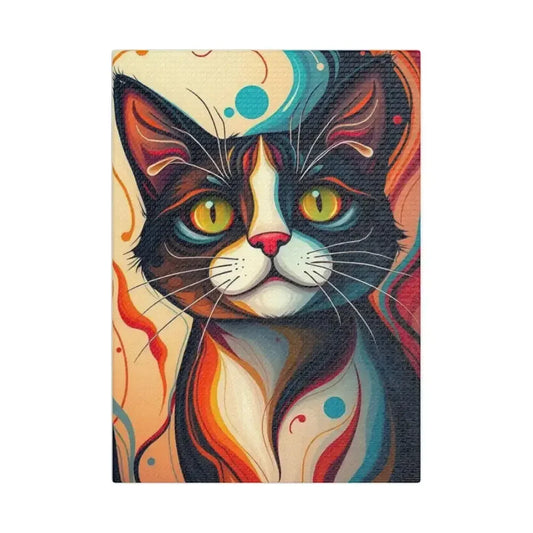 Vibrant Cat Canvas Wall Art - Colorful Pet Portrait Decoration - FloofChonk