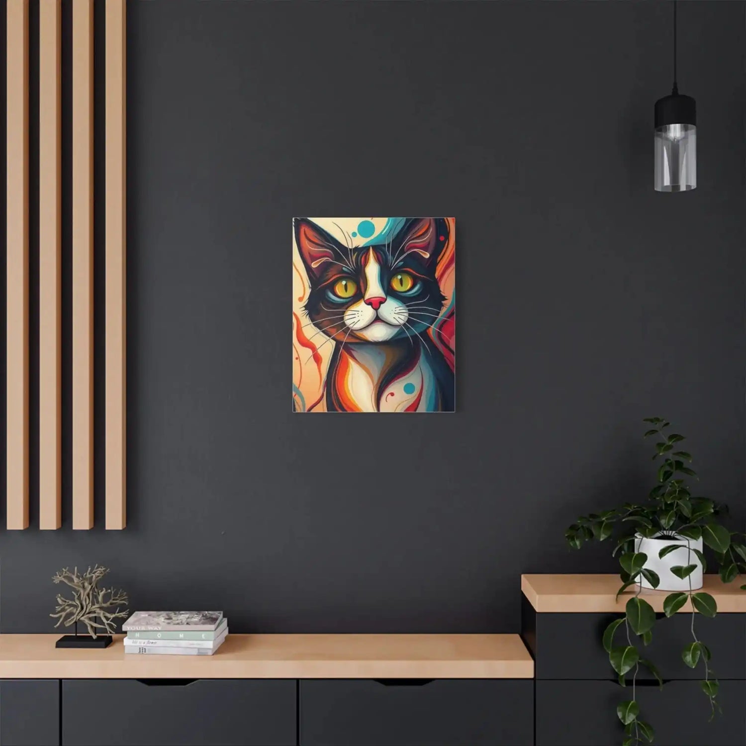 Vibrant Cat Canvas Wall Art - Colorful Pet Portrait Decoration - FloofChonk