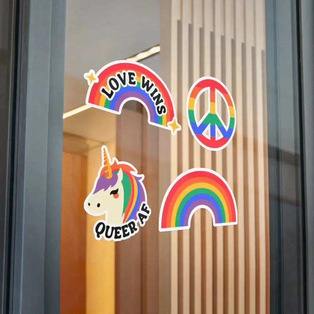 Vibrant Rainbow Die-Cut Stickers - Celebrate Love, LGBTQ+ Pride - FloofChonk