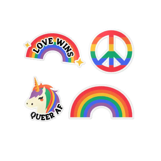 Vibrant Rainbow Die-Cut Stickers - Celebrate Love, LGBTQ+ Pride - FloofChonk