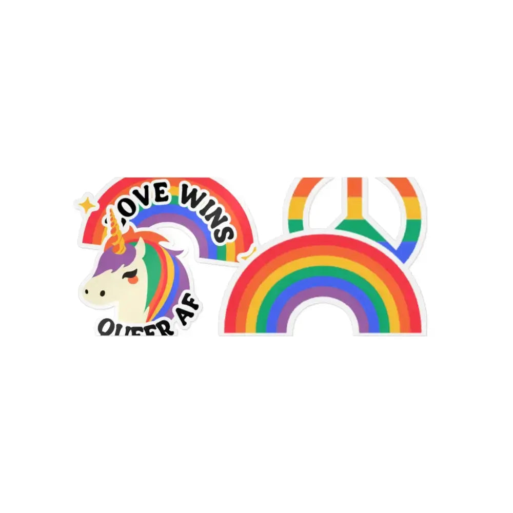 Vibrant Rainbow Die - Cut Stickers - Celebrate Love, LGBTQ+ Pride, Fun Decor, Gift Ideas, Stickers for Water Bottles, Laptops - FloofChonk