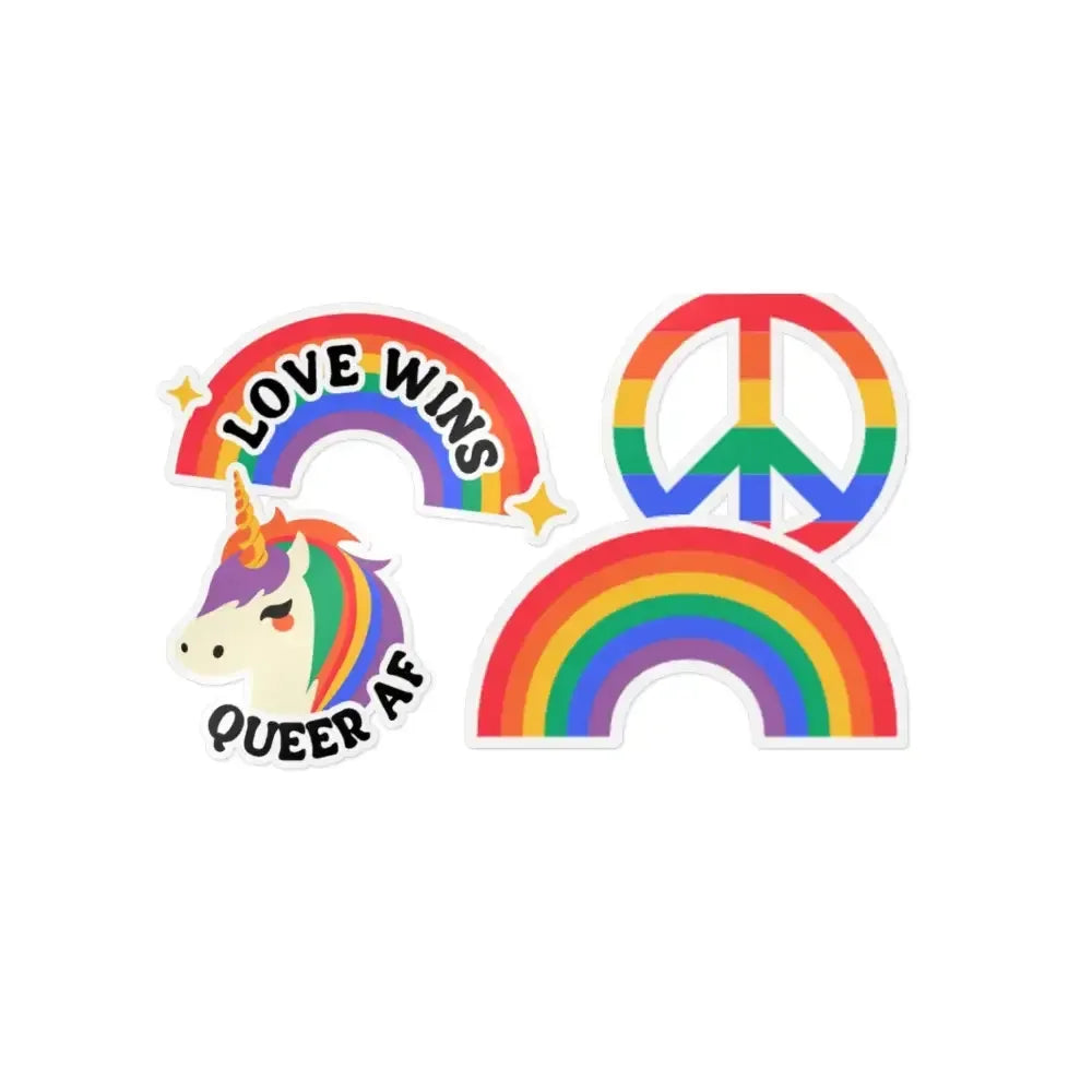 Vibrant Rainbow Die-Cut Stickers - Celebrate Love, LGBTQ+ Pride - FloofChonk