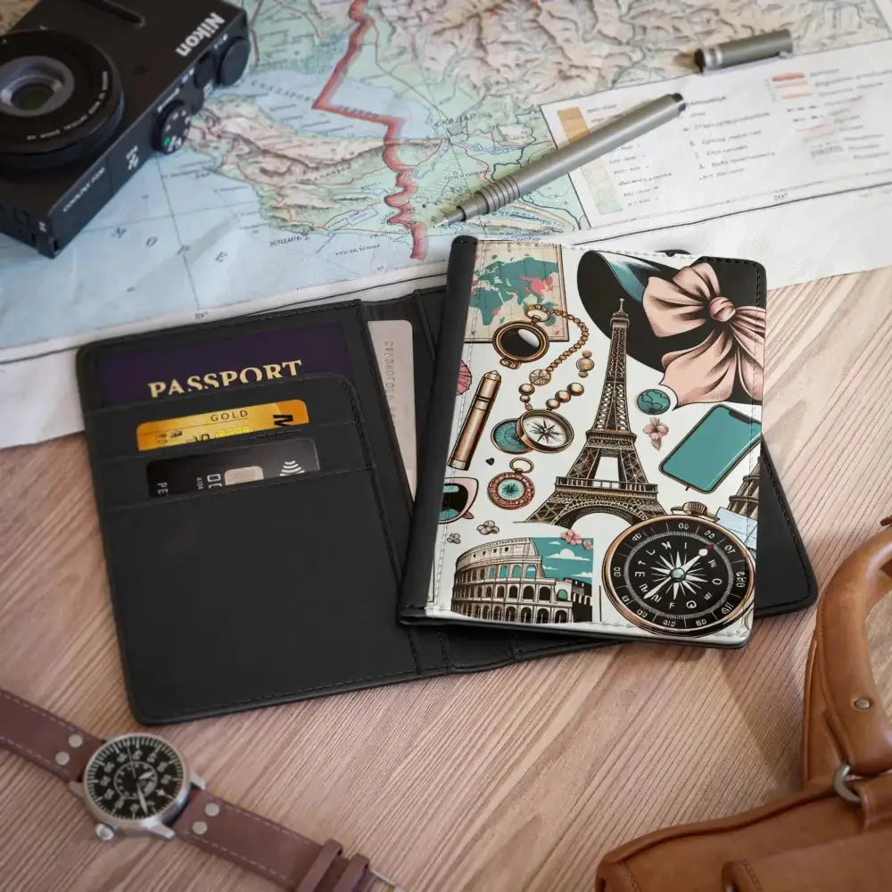 Vintage Travel Passport Cover with Eiffel Tower Design - FloofChonk