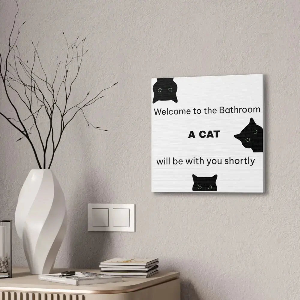 Welcome to the Bathroom Funny Cat Canvas - Wall Art
