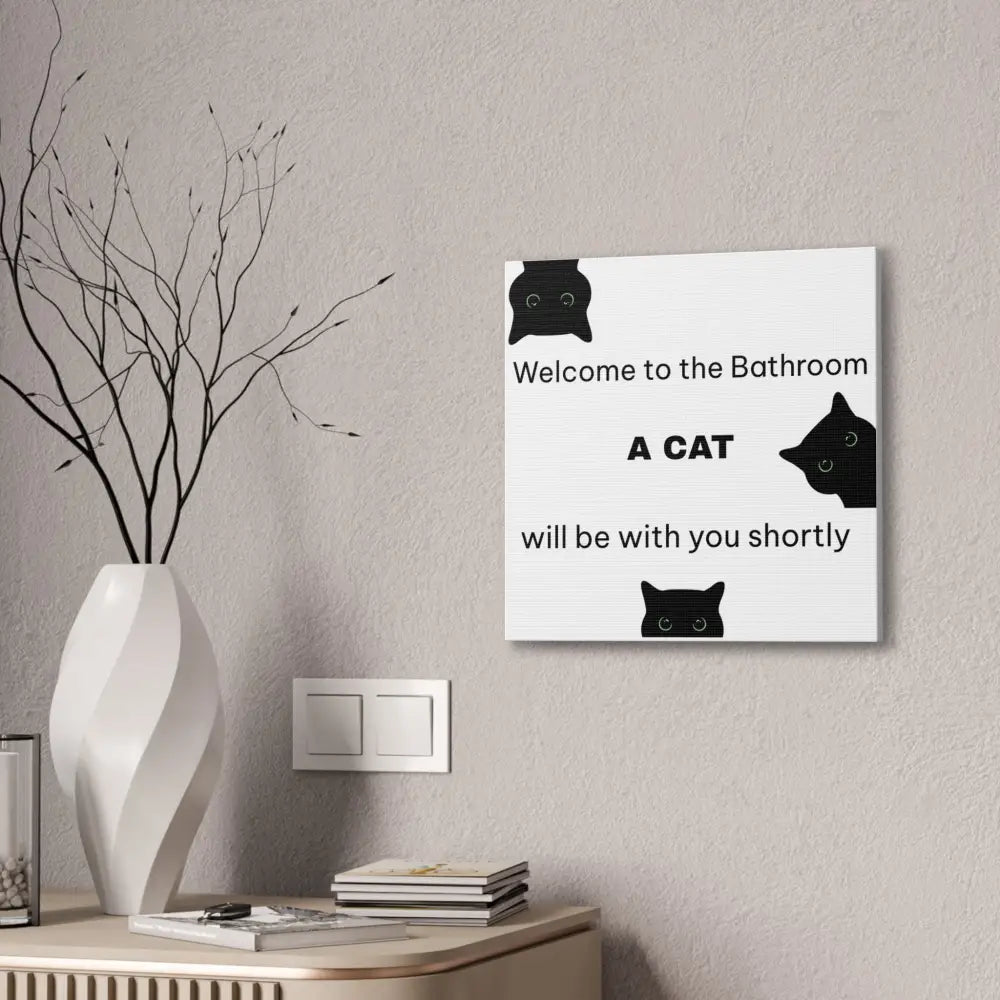 Welcome to the Bathroom Funny Cat Canvas - Wall Art