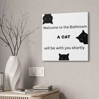 Welcome to the Bathroom Funny Cat Canvas - Wall Art