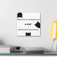 Welcome to the Bathroom Funny Cat Canvas - Wall Art