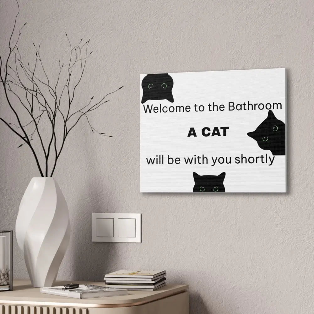 Welcome to the Bathroom Funny Cat Canvas - Wall Art