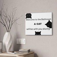 Welcome to the Bathroom Funny Cat Canvas - Wall Art