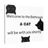 Welcome to the Bathroom Funny Cat Canvas - Wall Art