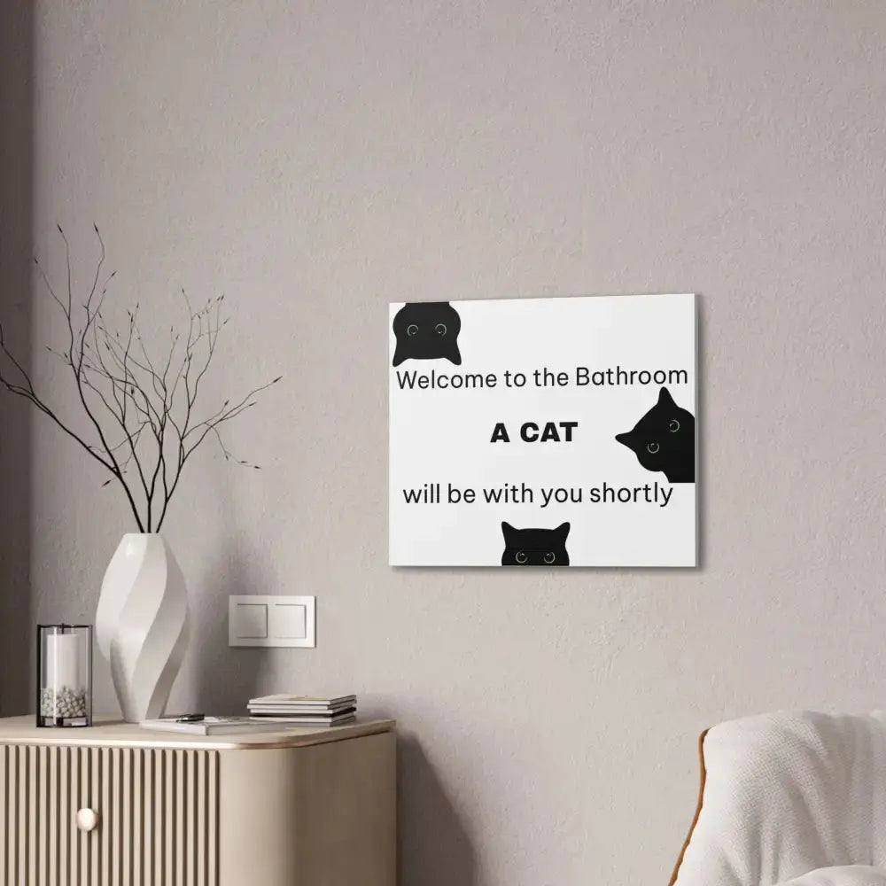 Welcome to the Bathroom Funny Cat Canvas - Wall Art