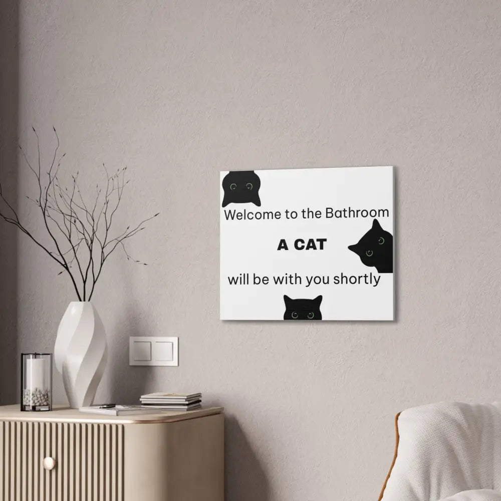 Welcome to the Bathroom Funny Cat Canvas - Wall Art