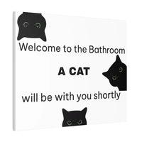Welcome to the Bathroom Funny Cat Canvas - Wall Art