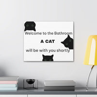 Welcome to the Bathroom Funny Cat Canvas - Wall Art
