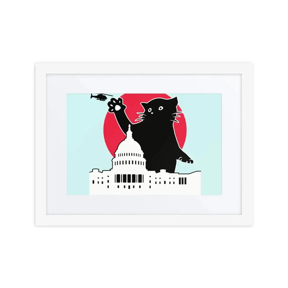 Whitehouse Cat Framed Poster - FloofChonk