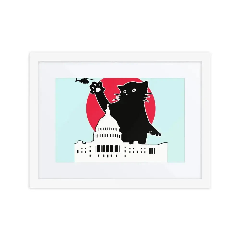 Whitehouse Cat Framed Poster - FloofChonk