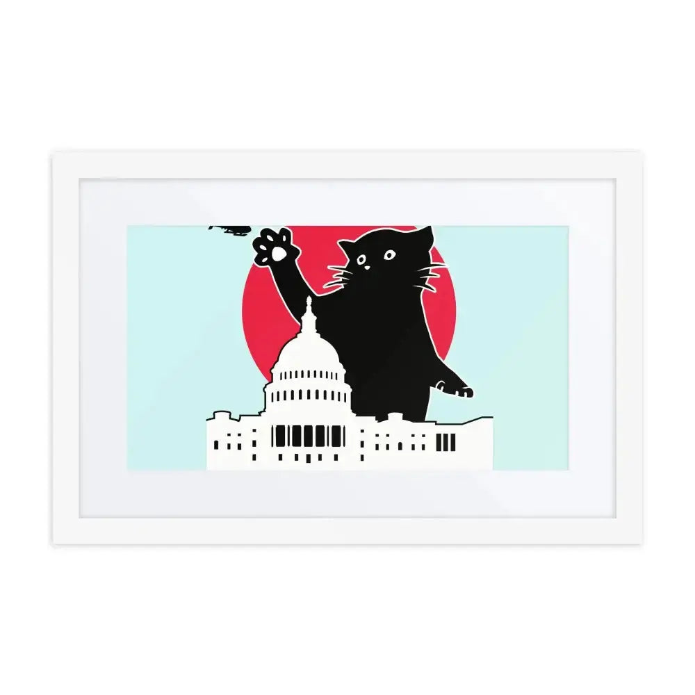 Whitehouse Cat Framed Poster - FloofChonk