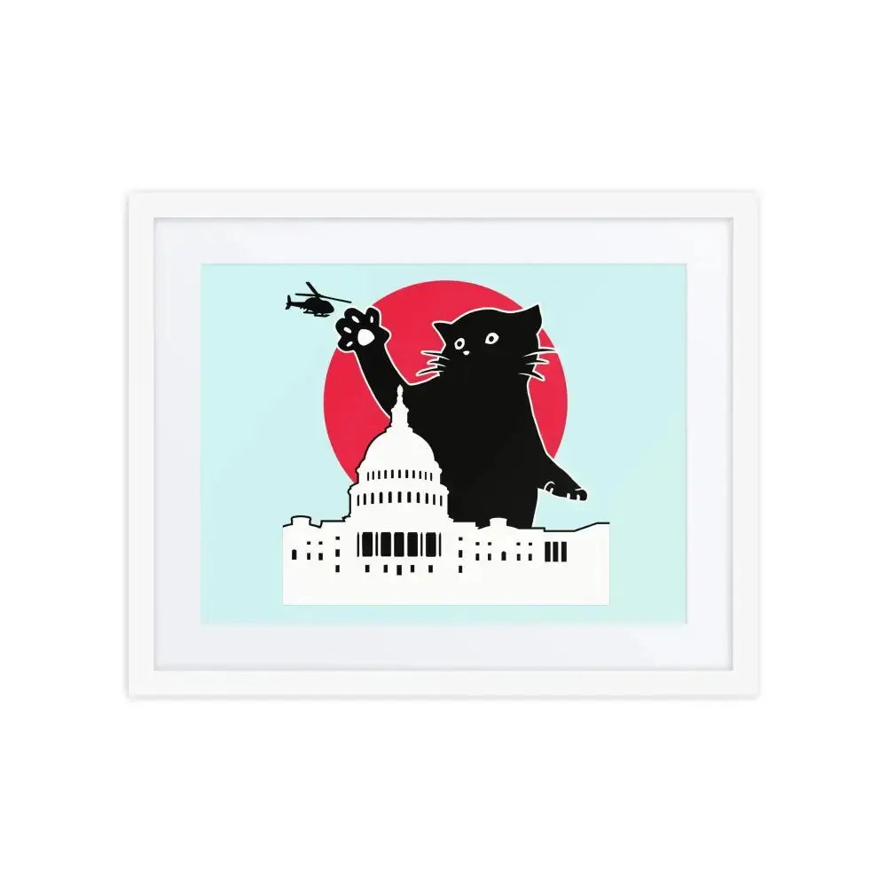 Whitehouse Cat Framed Poster - FloofChonk