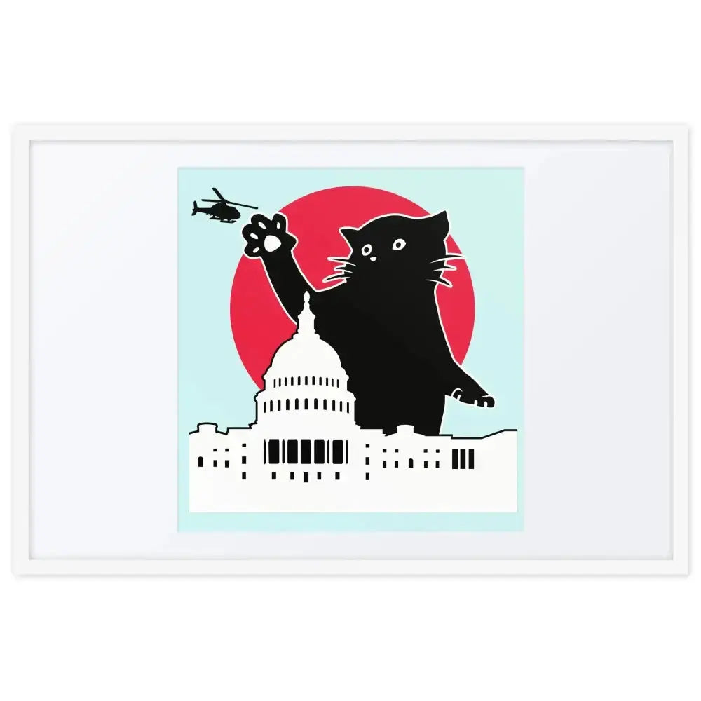 Whitehouse Cat Framed Poster - FloofChonk