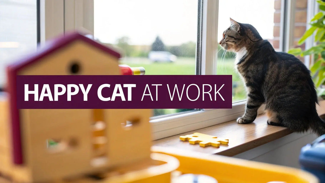 Learn how to keep cats entertained while at work - purrfect tips from Floofie! 🐾 - FloofChonk