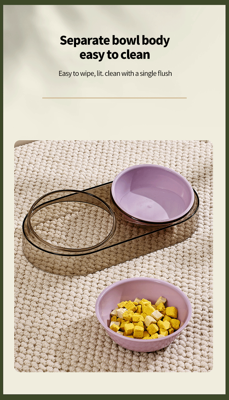 Transparent Cat Food Bowl Pet Bowl Dog Bowl Drinking Eating Eating Double Bowl Pet Supplies