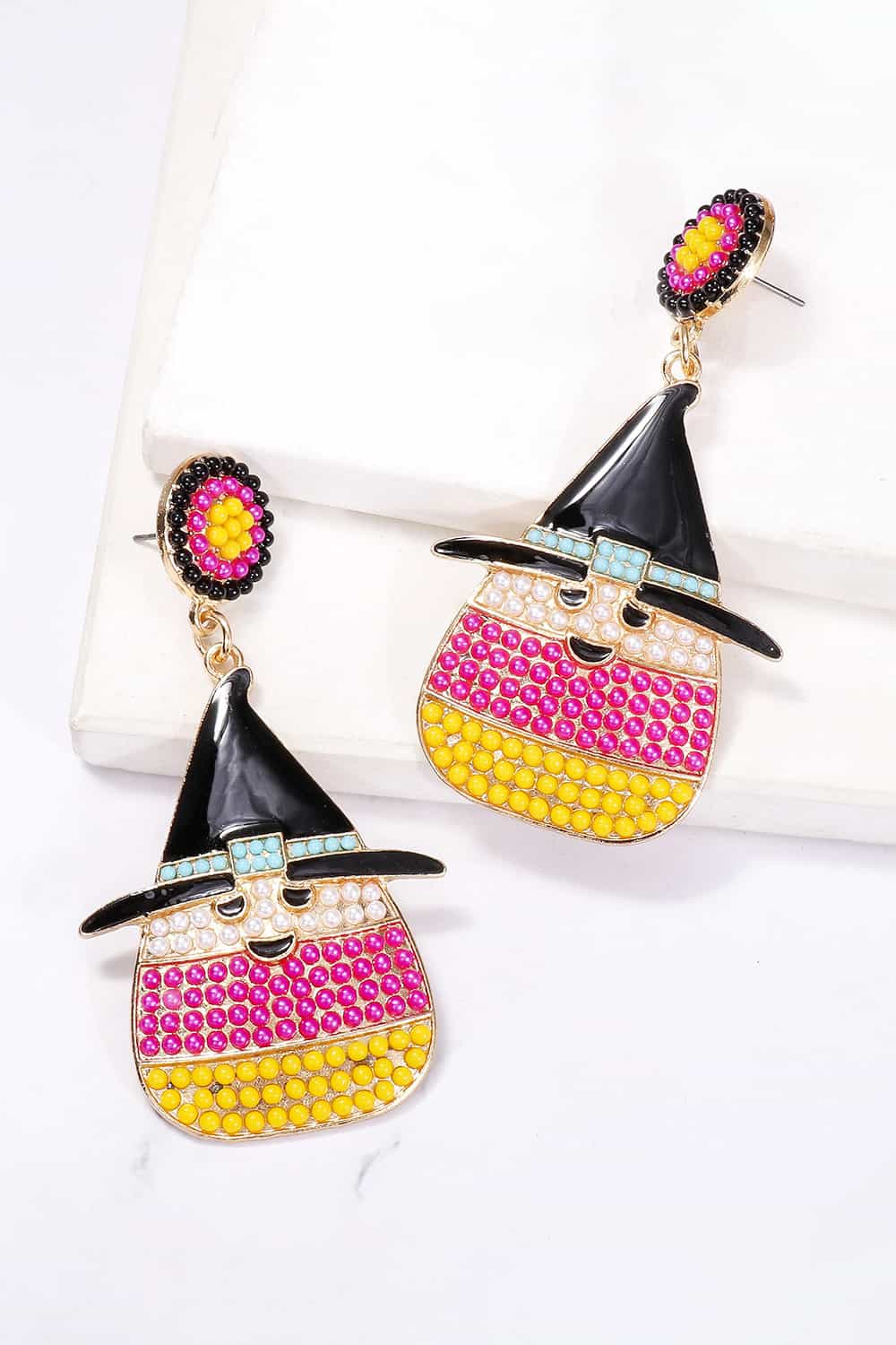 Witch's Hat Shape Synthetic Pearl Dangle Earrings - FloofChonk
