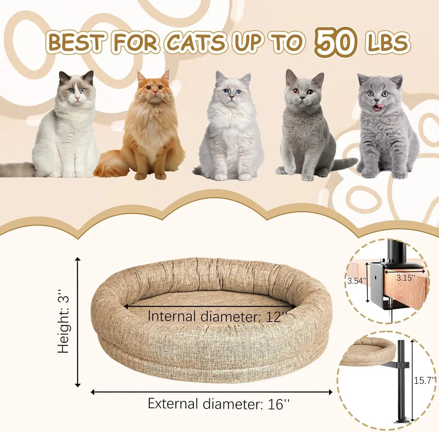 Cat Nest Round Rotating Adjustable Height