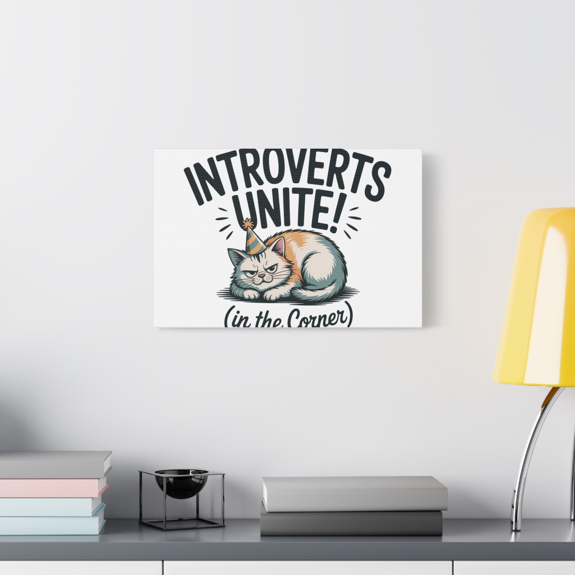 Introverts Unite (In the Corner) Matte Canvas | Funny Holiday Decor, Party Survival Humor Printify