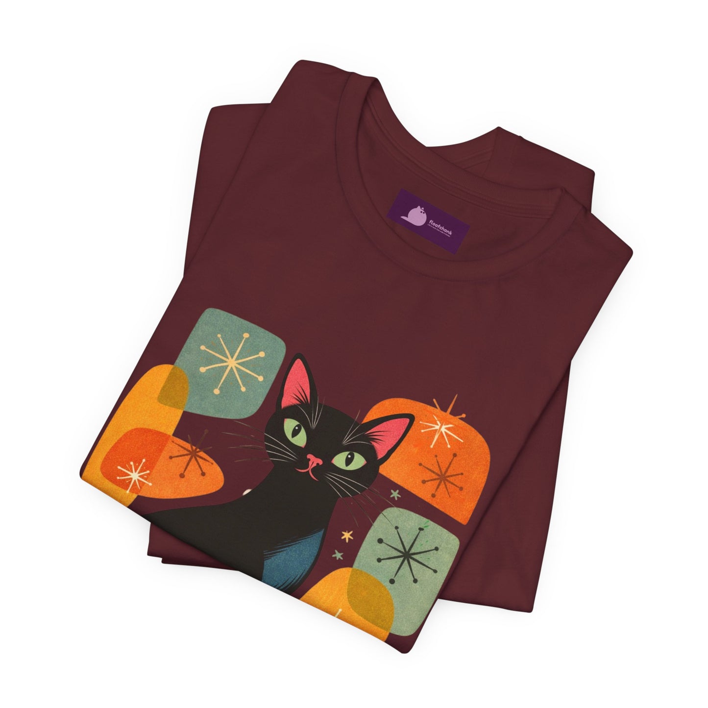 Retro Mid-Century Modern Black Cat T-Shirt
