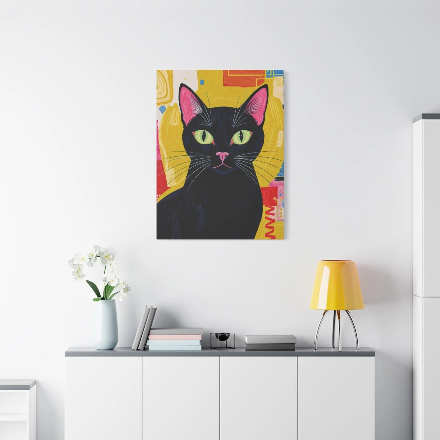 Black Cat Pop Art Matte Canvas Print — Stretched 1.25" Printify