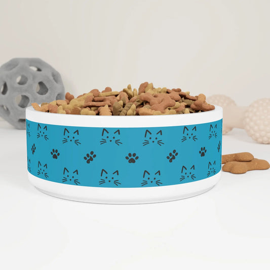 Pet Bowl - Cute Cat Paw Print Personalized Dog Dish for Pet Lovers Printify