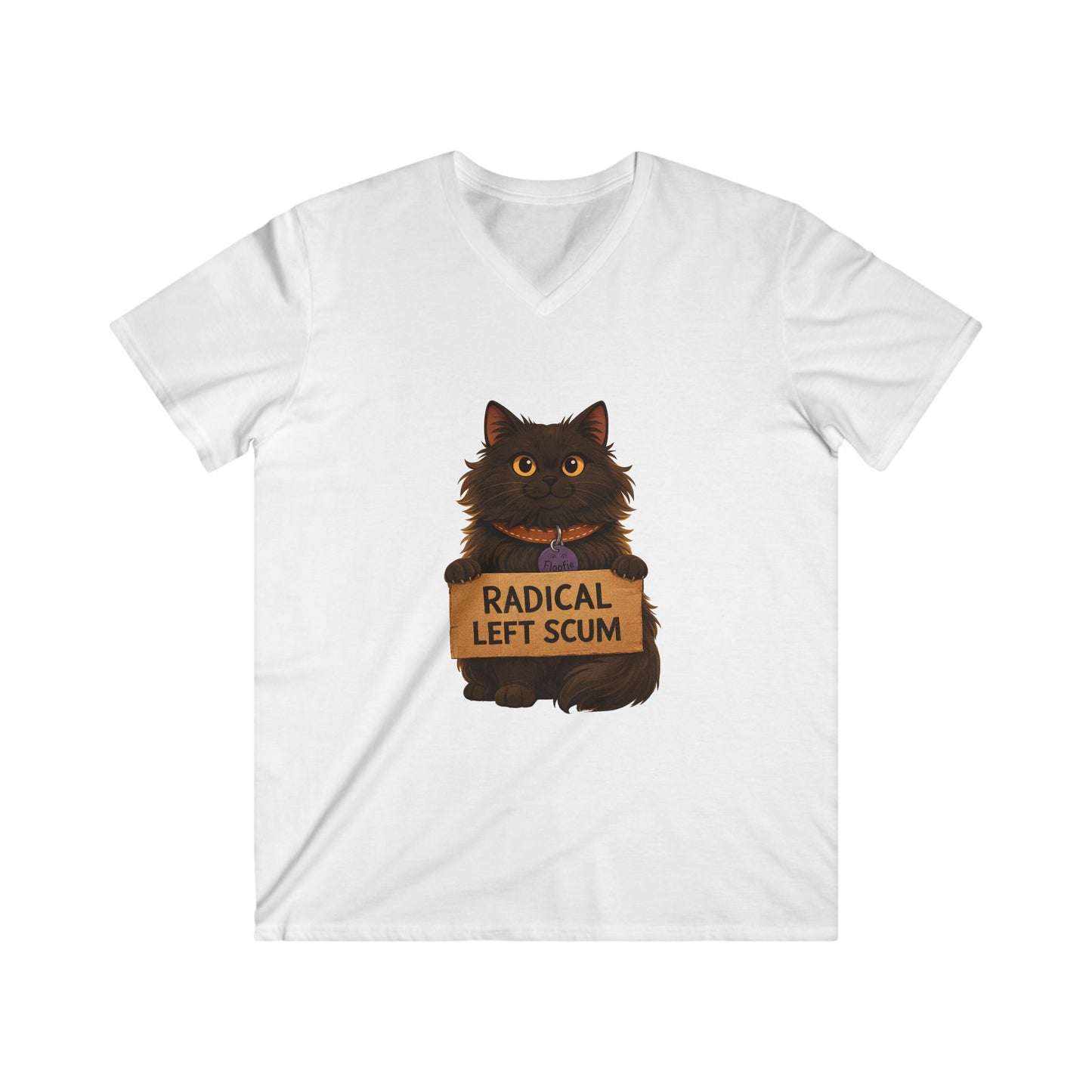 Radical Left Scum Cat Tee — Funny Political Cat V-Neck Shirt Printify