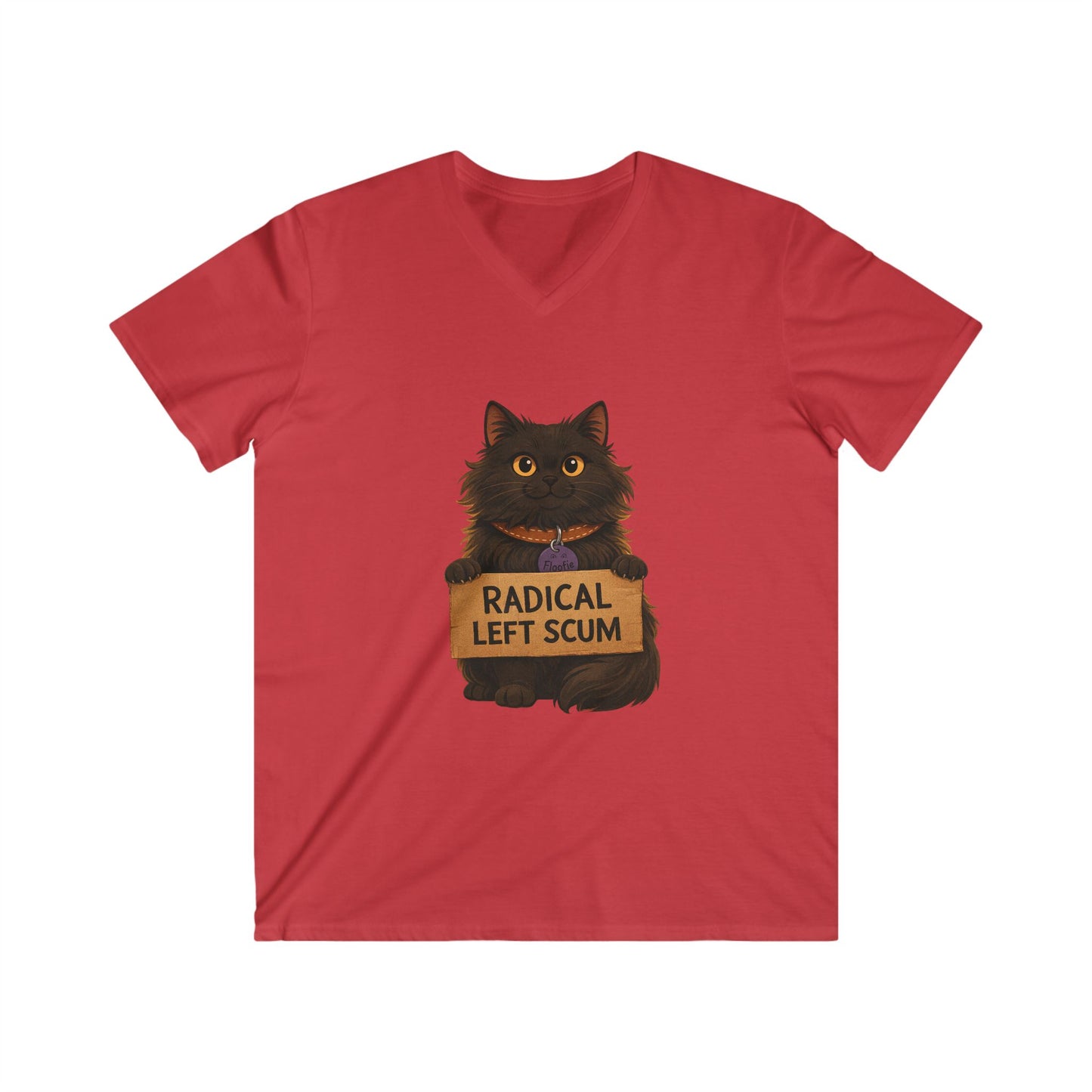 Radical Left Scum Cat Tee — Funny Political Cat V-Neck Shirt Printify