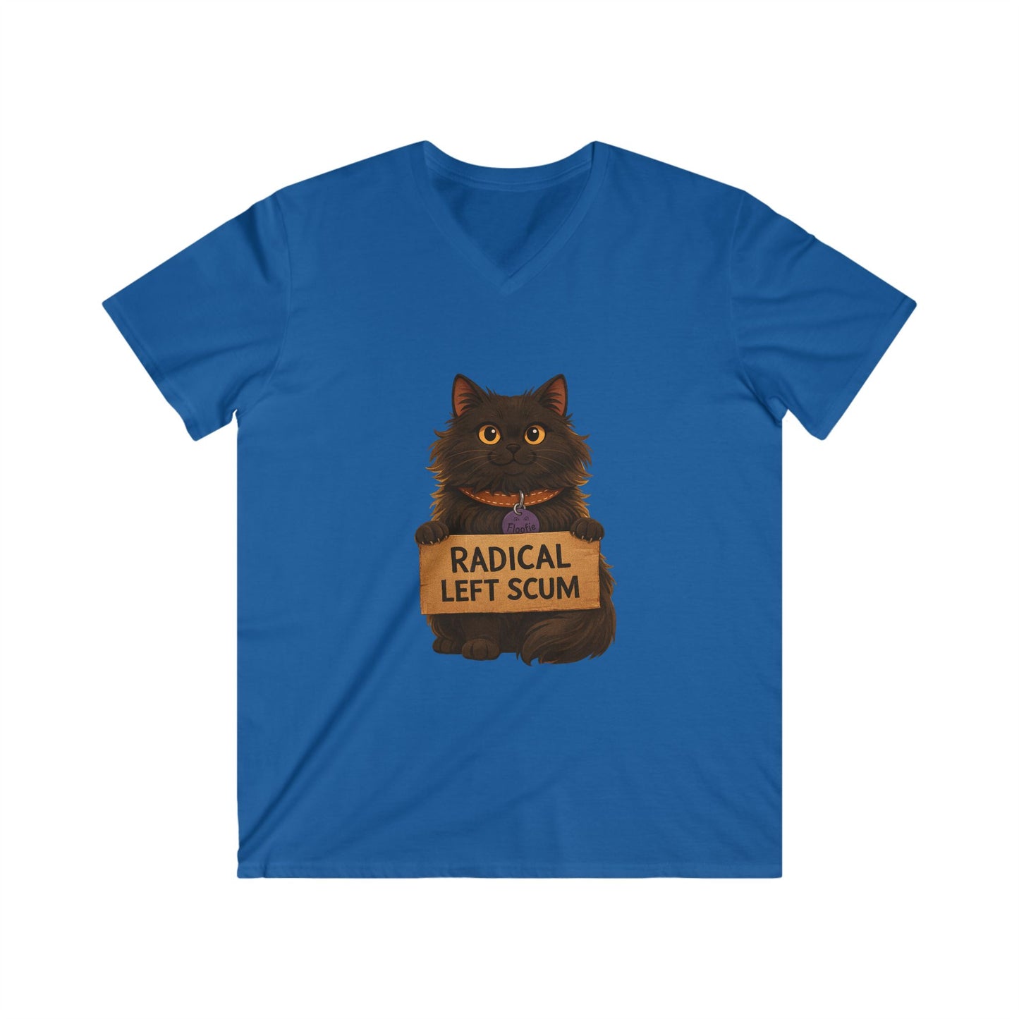 Radical Left Scum Cat Tee — Funny Political Cat V-Neck Shirt Printify
