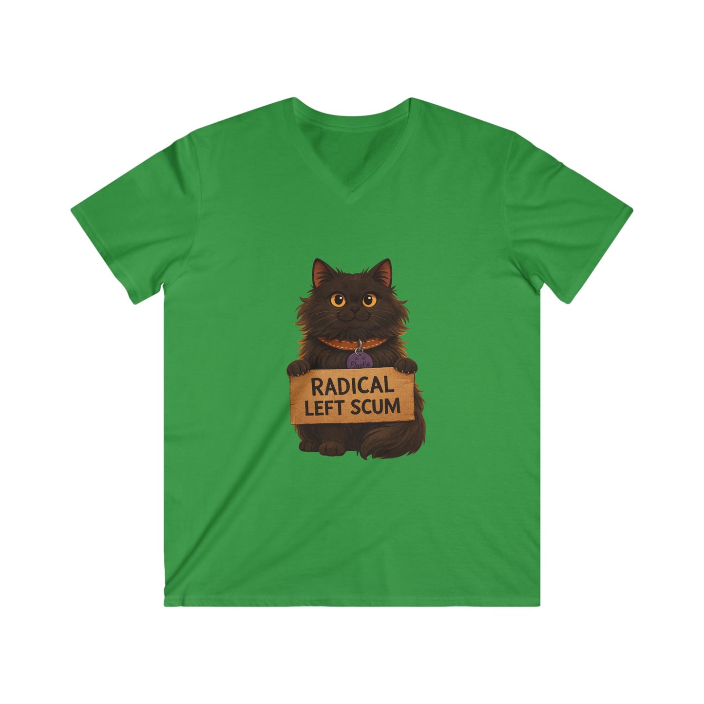 Radical Left Scum Cat Tee — Funny Political Cat V-Neck Shirt Printify