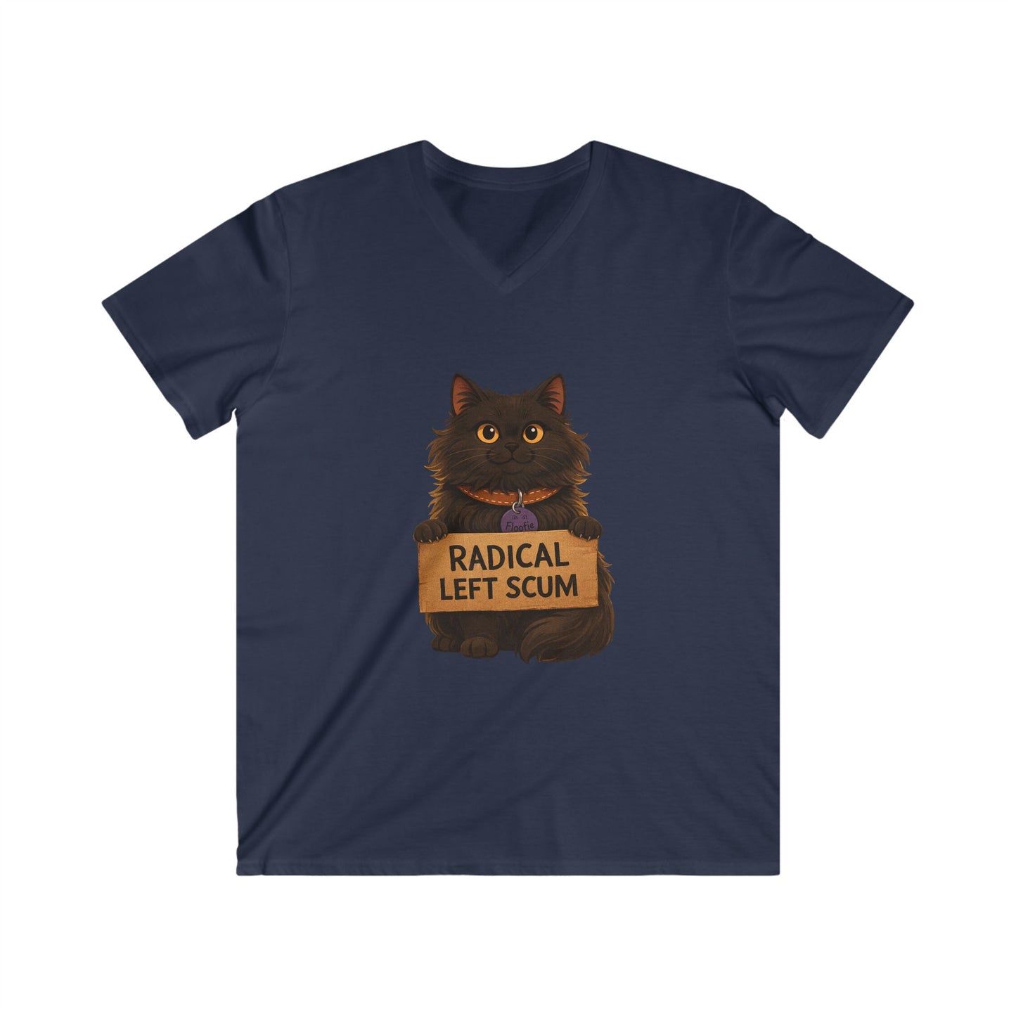 Radical Left Scum Cat Tee — Funny Political Cat V-Neck Shirt Printify