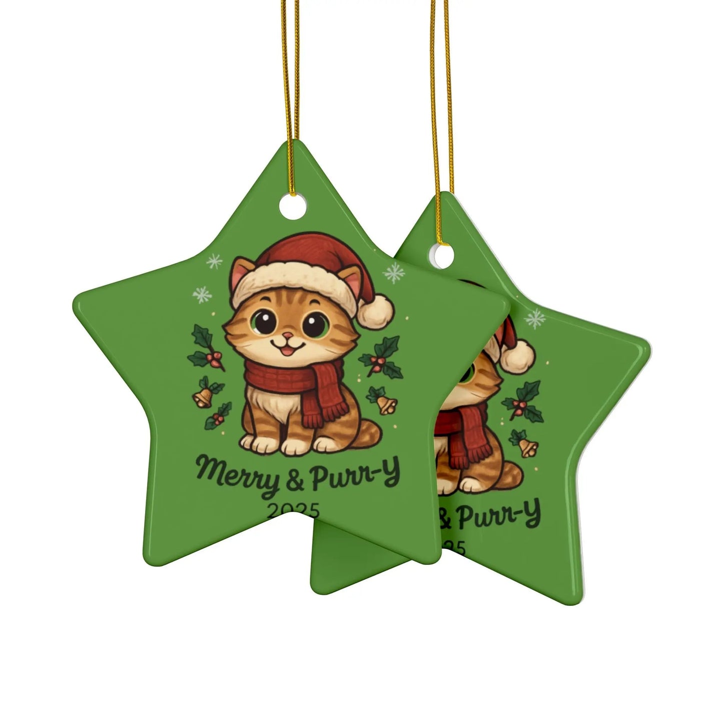Merry & Purr-Y Ceramic Christmas Ornaments