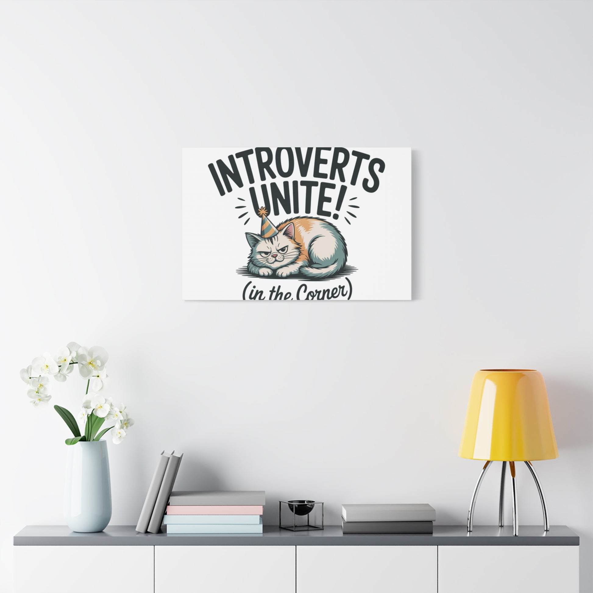 Introverts Unite (In the Corner) Matte Canvas | Funny Holiday Decor, Party Survival Humor Printify