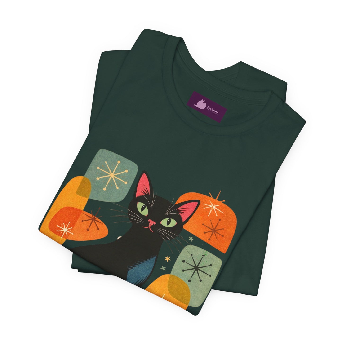 Retro Mid-Century Modern Black Cat T-Shirt