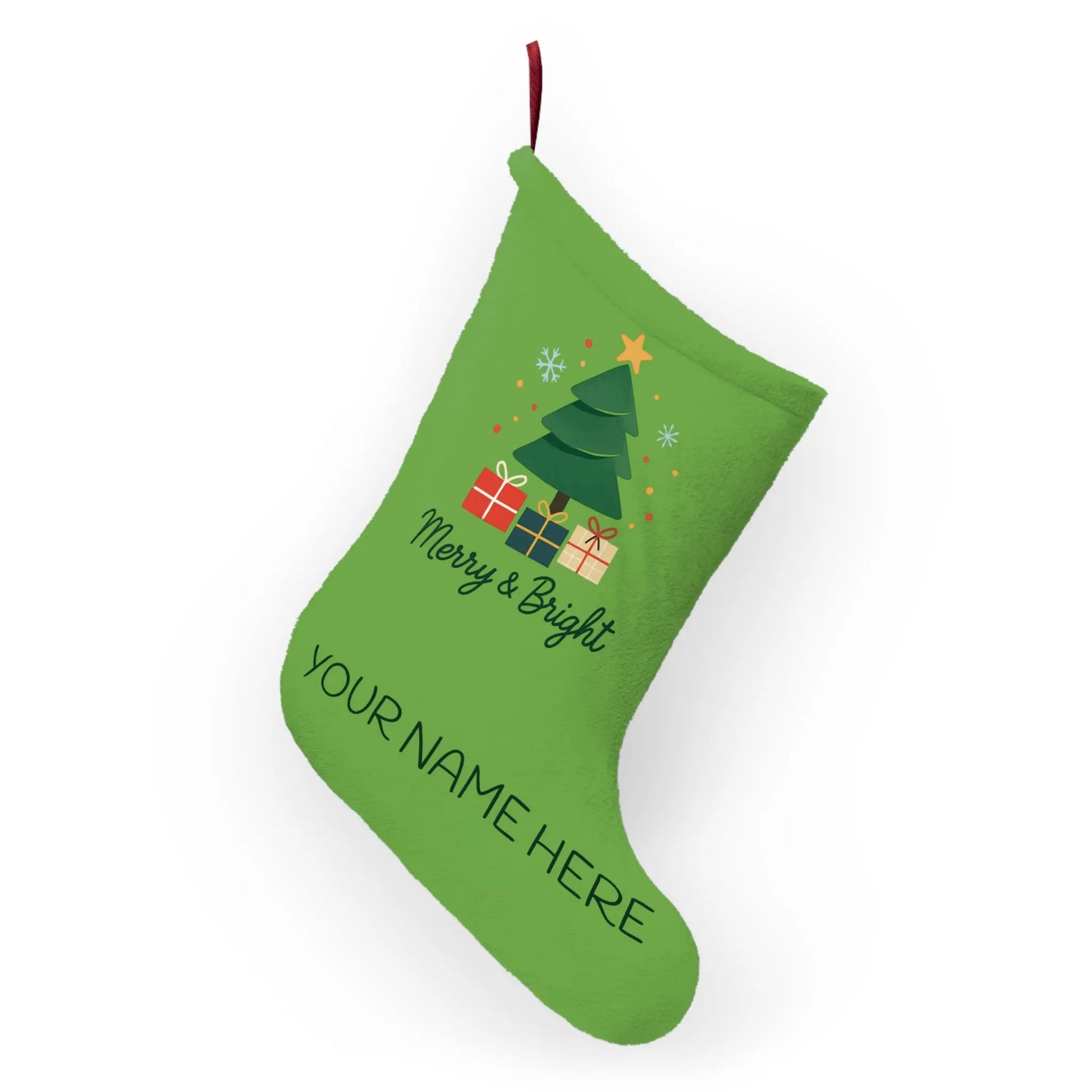 Copy of Personalized 'Merry & Bright' Christmas Stocking — Red Holiday Stocking with Name Printify