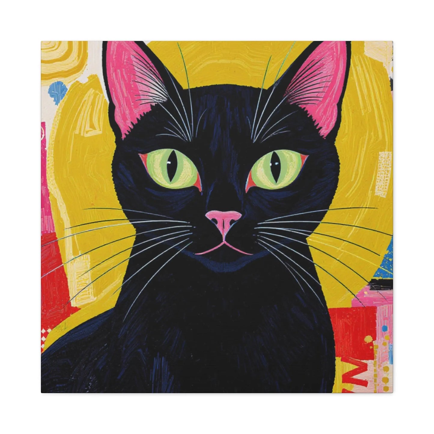 Black Cat Pop Art Matte Canvas Print — Stretched 1.25" Printify