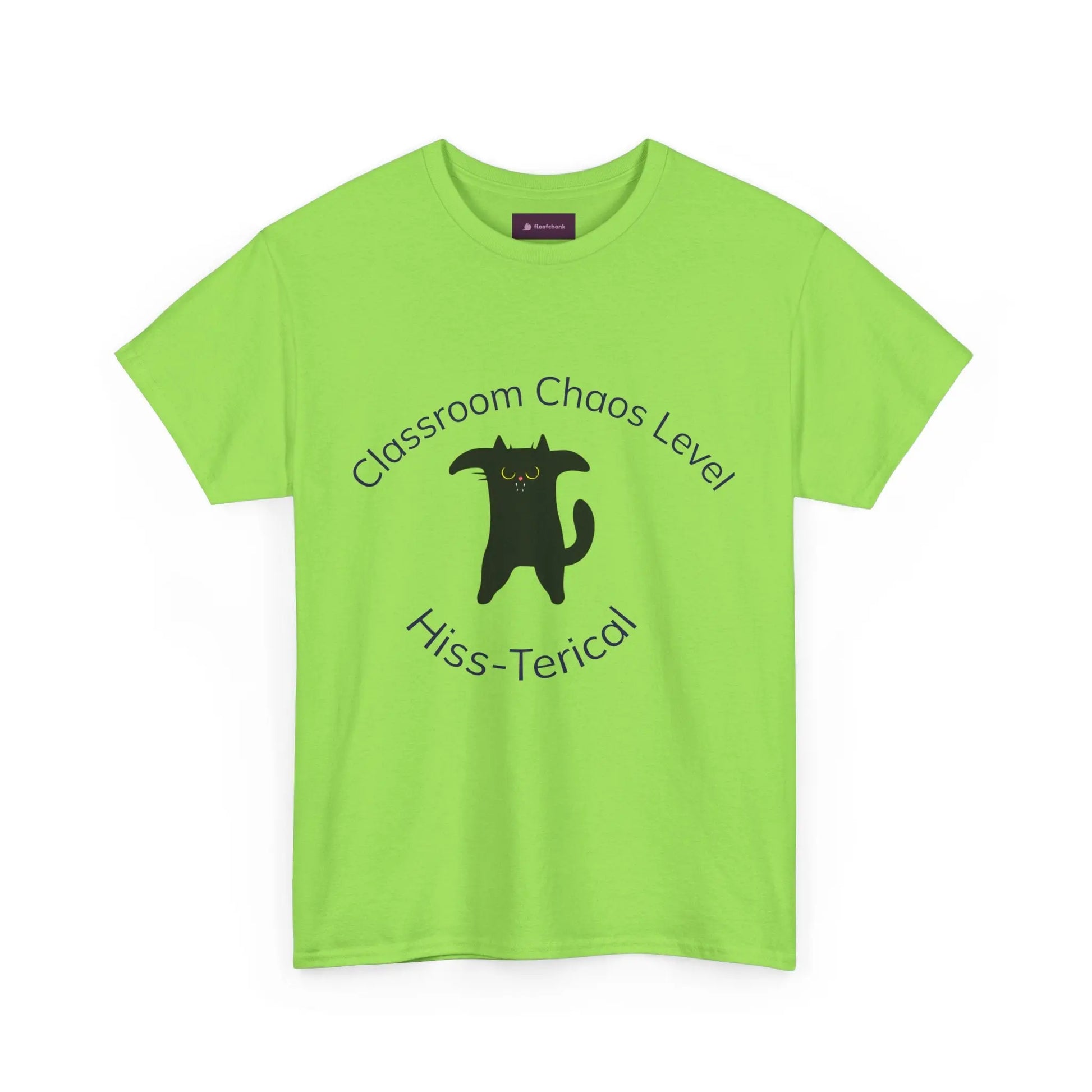Classroom Chaos Cat Tee – Unisex Heavy Cotton Tee, Funny Cat Shirt, Gift for Cat Lovers, Teacher Humor Top, Hiss-Terical Cotton Tee Printify
