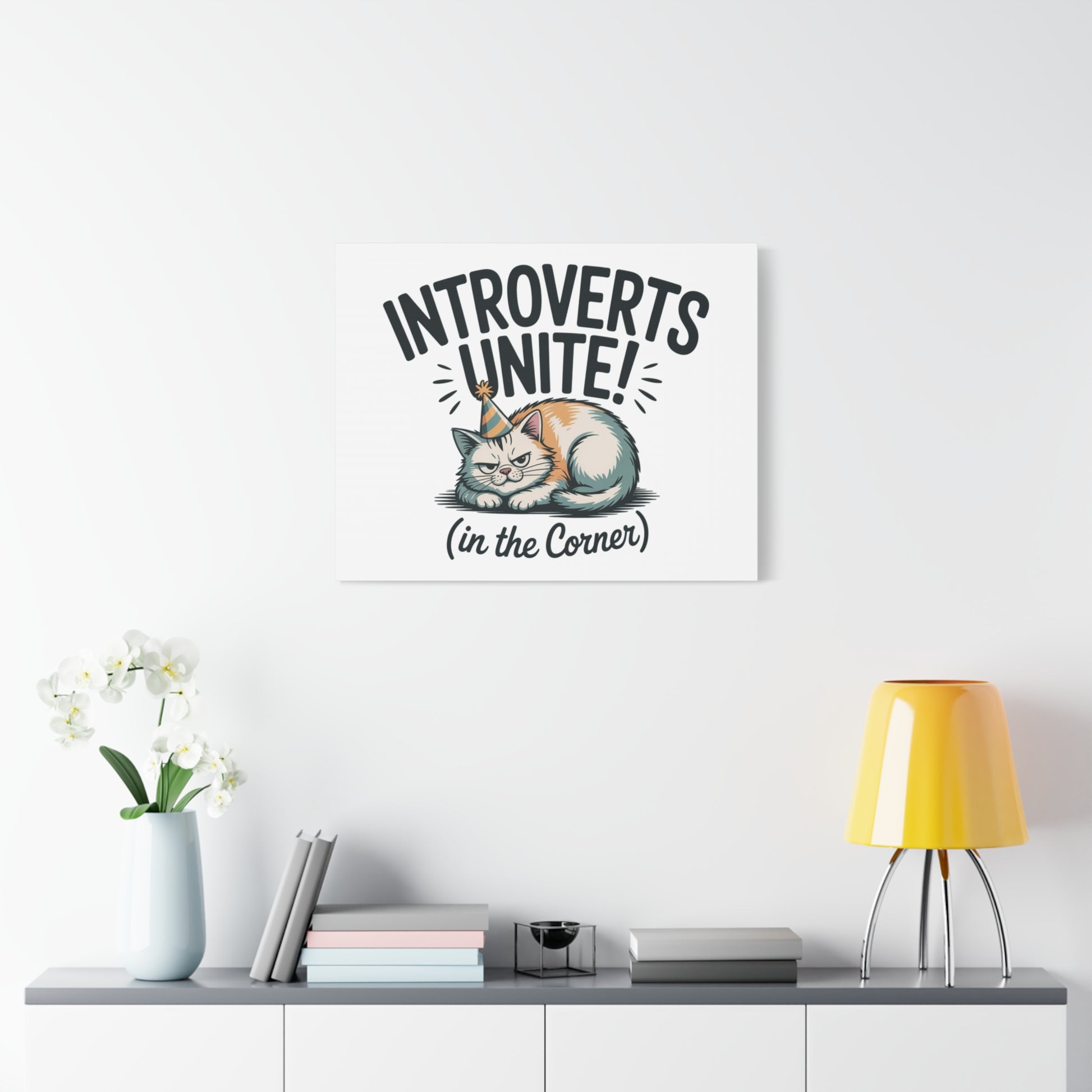 Introverts Unite (In the Corner) Matte Canvas | Funny Holiday Decor, Party Survival Humor Printify