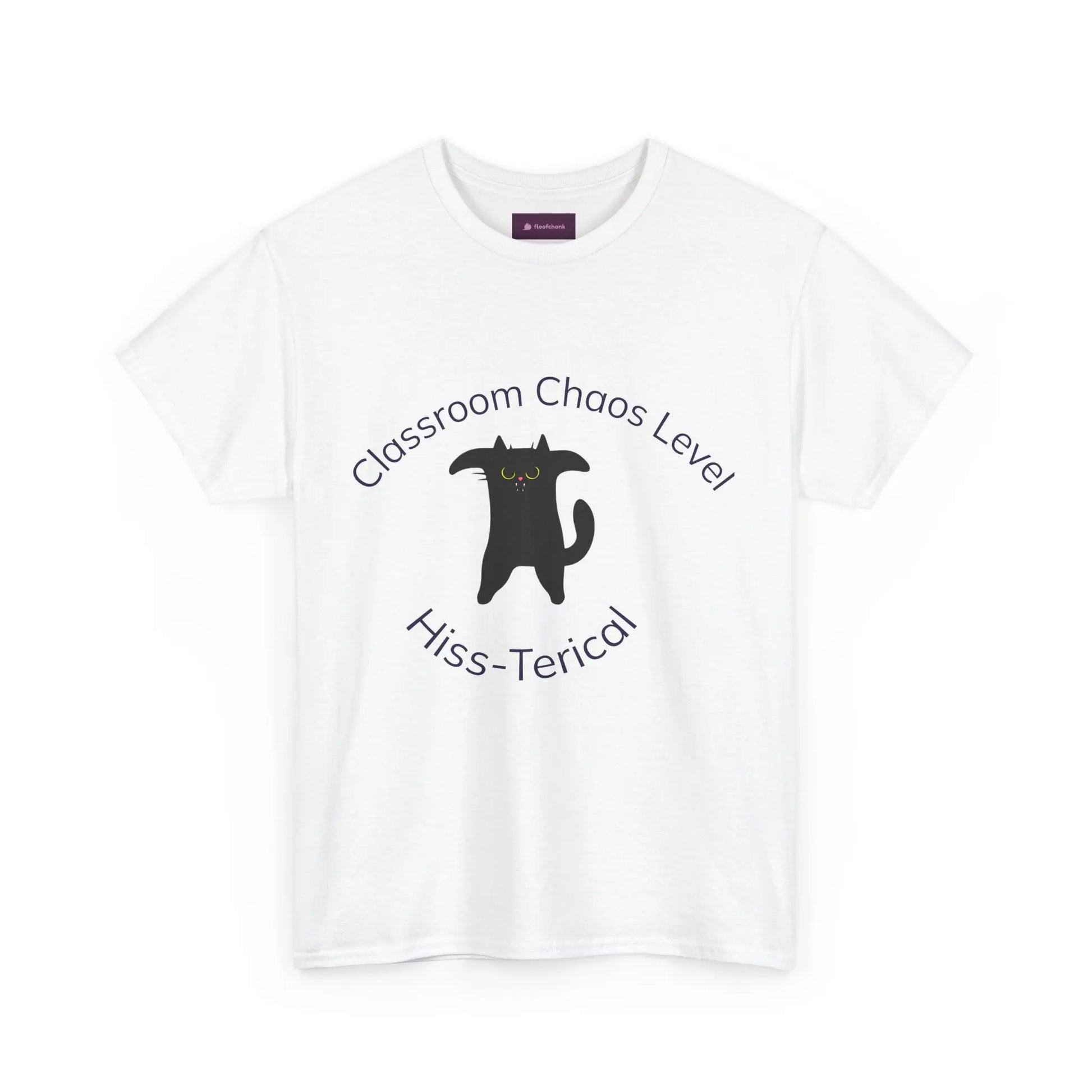 Classroom Chaos Cat Tee – Unisex Heavy Cotton Tee, Funny Cat Shirt, Gift for Cat Lovers, Teacher Humor Top, Hiss-Terical Cotton Tee Printify