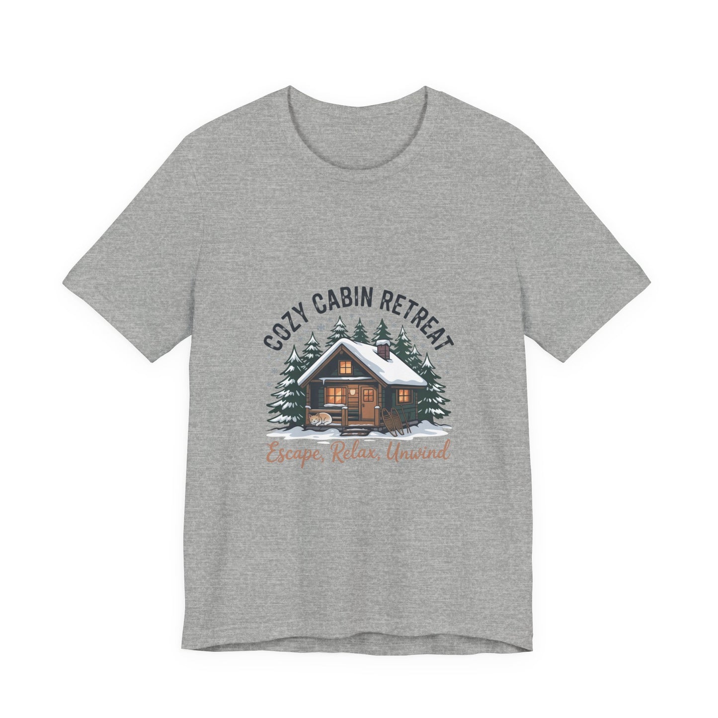 Cozy Cabin Retreat Tee | cabin vibes shirt, mountain silhouette design Printify