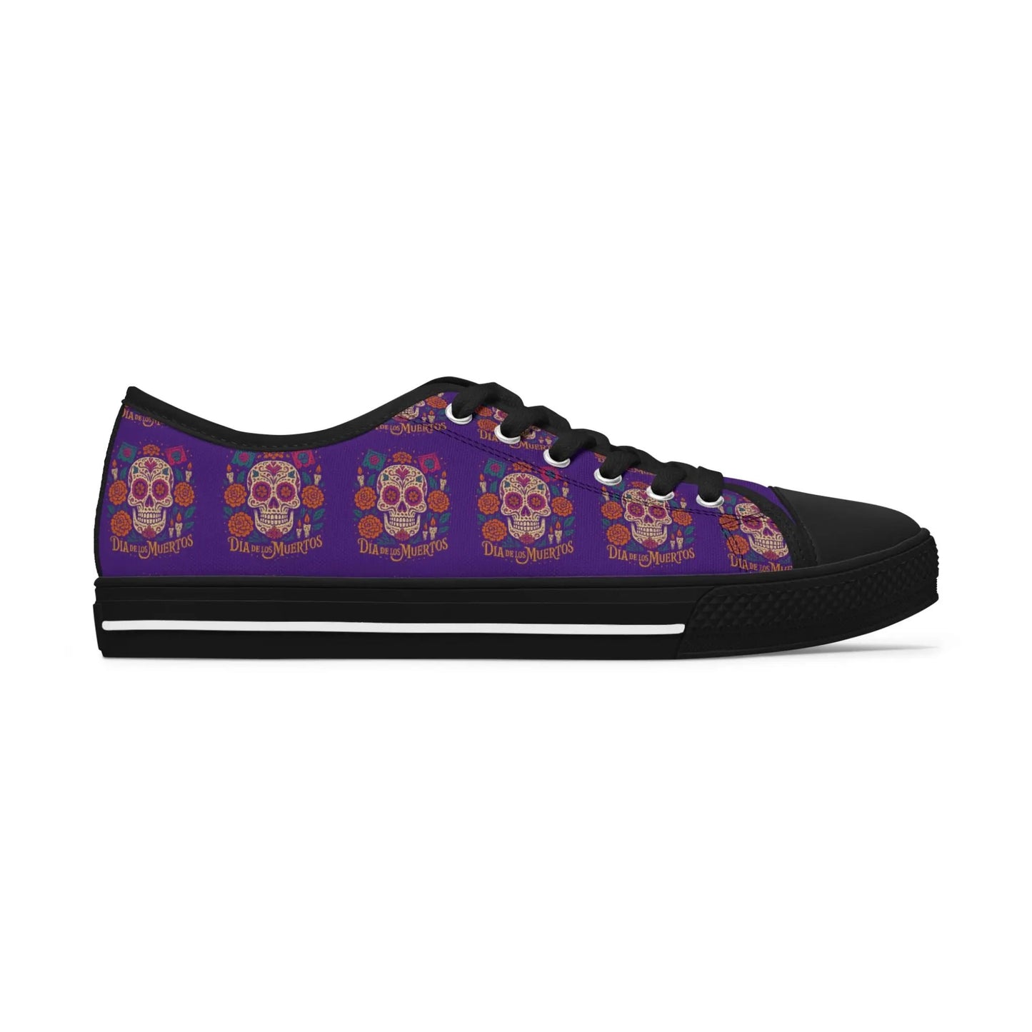 Colorful Skull Women's Low Top Sneakers | Boho Chic Style, Casual Footwear, Festival Fashion, Unique Gift Printify